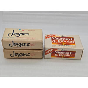 Lot of 3 Vintage Jergens Bath Size Lotion Mild & Reg Size Vitamin E & Lanolin